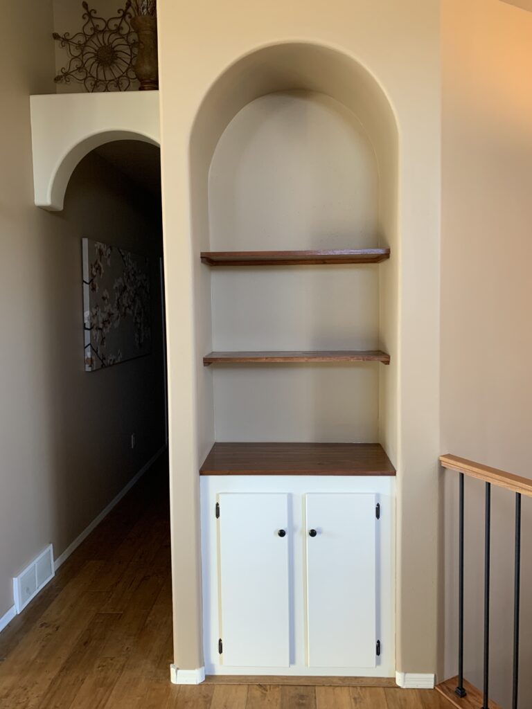 Custom residential built-in cabinetry and handcrafted storage solutions for home offices and living rooms in Sioux Falls, SD.