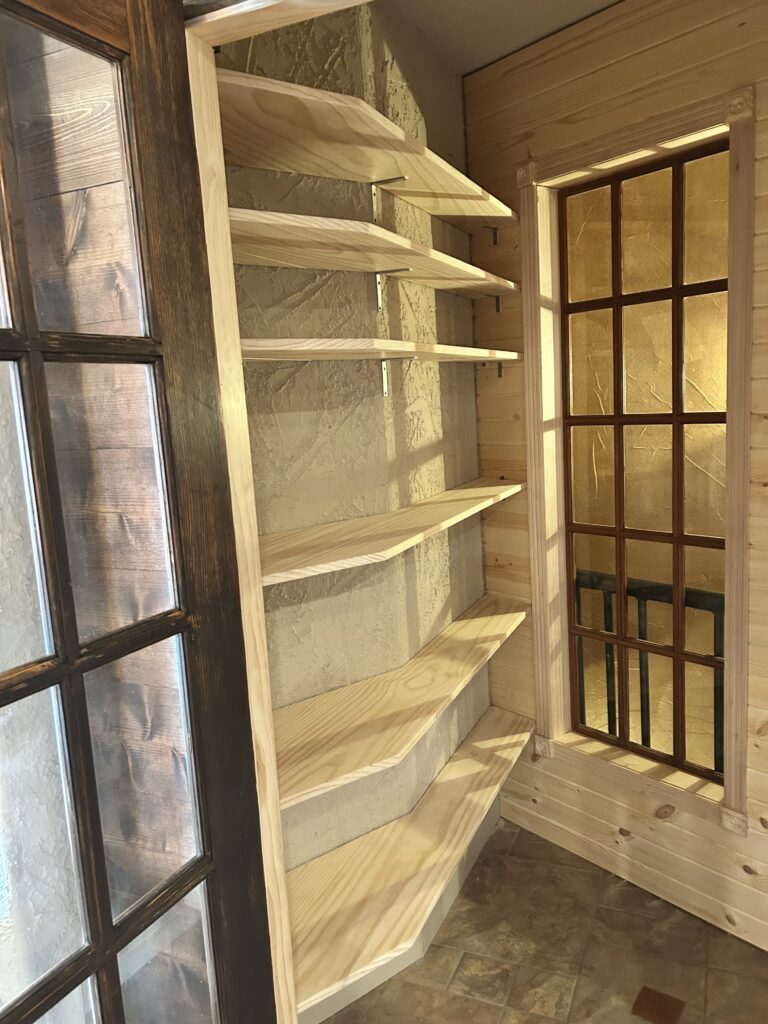 Custom handcrafted wood shelving and professional built-in storage solutions in Harrisburg, SD.
